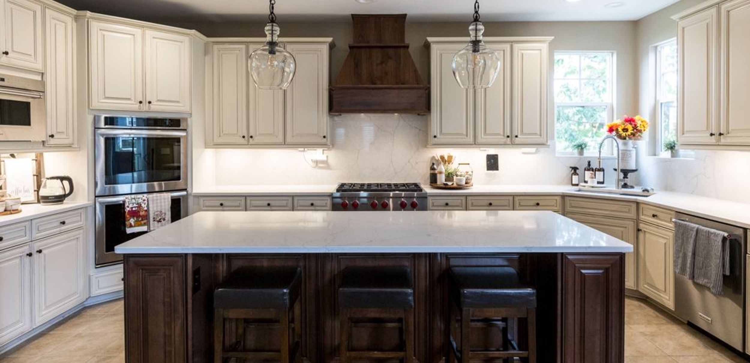 custom walnut hood kitchen